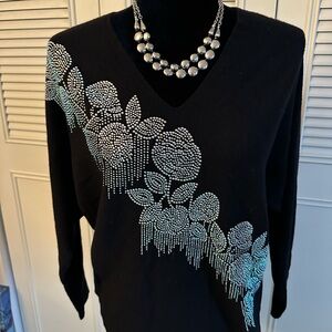 NWT black sweater with embellished front